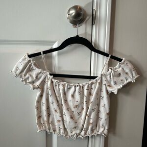 Floral White Off-Shoulder Top